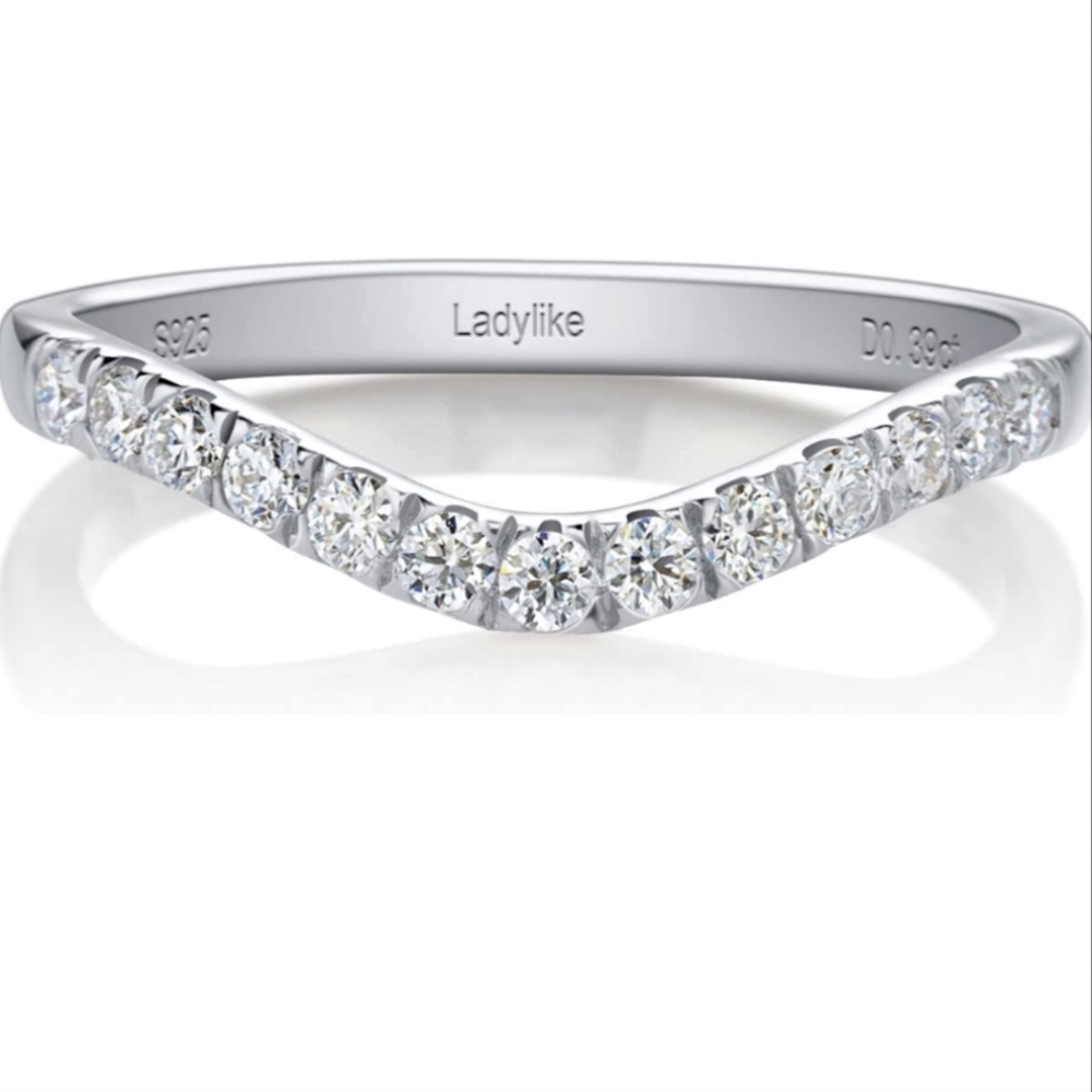 NWT Moissanite Half Eternity Wedding Band